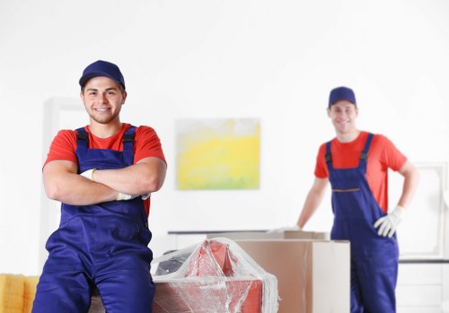 Moving team assessing safety before a van loading task